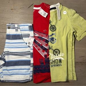 NWT 3 piece set - 2 shirts and 1 shorts boys size 5/6